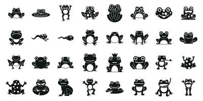 Frog icons set simple vector. Toad water vector