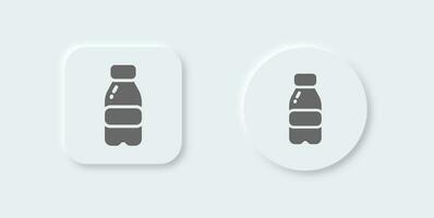 Bottle solid icon in neomorphic design style. Water drink signs vector illustration.