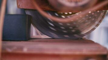 Cutting bricks with a circular saw at a construction site video