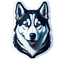 Siberian Husky Cartoon Sticker Illustration PNG Image Ai Generative