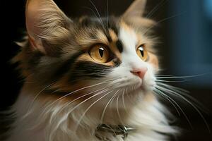 A stunning cat is the focus of this captivating close up portrait AI Generated photo