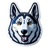 Siberian Husky Cartoon Sticker Illustration PNG Image Ai Generative