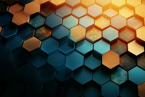 Geometric hexagon arrangement yields an intricate and mesmerizing abstract background AI Generated photo