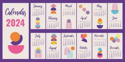 2024 calendar happy new year. Layout template. vector