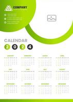 2024 wall Calendar vector illustration. week starts on Sunday, Simple planner design template, 2024 year corporate business calendar design template. use to wall, desk or business planner calendar.