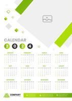 2024 wall Calendar vector illustration. week starts on Sunday, Simple planner design template, 2024 year corporate business calendar design template. use to wall, desk or business planner calendar.