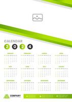 2024 wall Calendar vector illustration. week starts on Sunday, Simple planner design template, 2024 year corporate business calendar design template. use to wall, desk or business planner calendar.