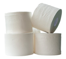 Five rolls of white tissue paper or napkin in stack isolated with clipping path in png file format