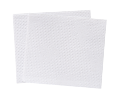 Top view of two folded pieces of white tissue paper or napkin in stack isolated with clipping path in png file format