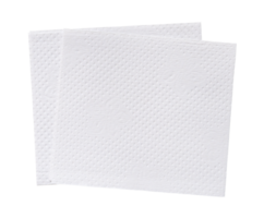 Top view of two folded pieces of white tissue paper or napkin in stack isolated with clipping path in png file format