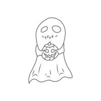 Halloween coloring page with a cute ghost vector