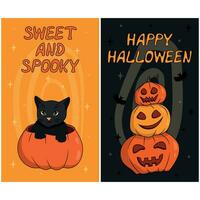 A set of two Halloween cards vector