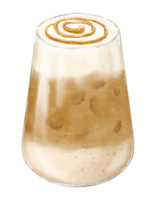 acuarela con hielo salado caramelo latté acuarela ilustración aislado elemento png