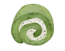 acquerello matcha rollcake mano disegnato acquerello illustrazione isolato elemento png