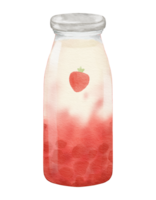 Watercolor strawberry milk watercolor illustration isolated element png