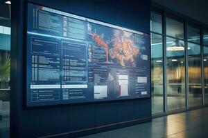 3d rendering of a modern airport interior with information board on it, Discover an information hub with a bustling notice board, exchanging and displaying important notes and, AI Generated photo