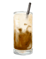 acuarela con hielo vainilla latté acuarela ilustración aislado elemento png