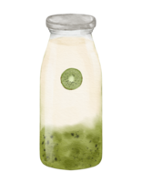 Watercolor kiwi milk  watercolor illustration isolated element png