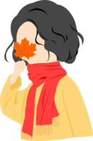 mujer en otoño png