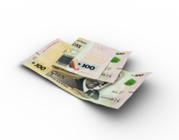 3D rendering of Double 100 Peso Uruguayo notes isolated on transparent background png