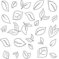 sketch seamless pattern leaves on a white background vector