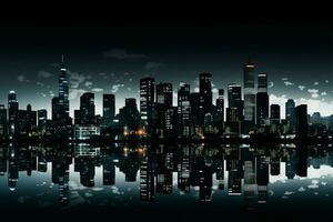 Architectural elegance, Silhouetted cityscape reveals modern urban skylines grandeur AI Generated photo