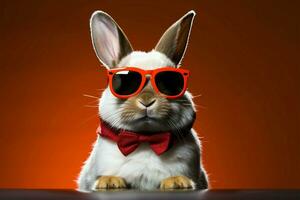 Bunny dons stylish glasses against an isolated backdrop AI Generated photo
