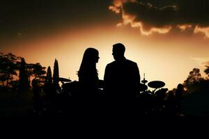 Silhouetted drummers illustration pulsates against a stark, black background AI Generated photo