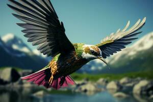 Against the serene blue sky, the eagle soars in majestic splendor AI Generated photo