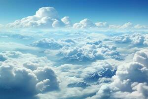 Cloud stream forms backdrop for high altitude vista Natures beauty showcased from above AI Generated photo