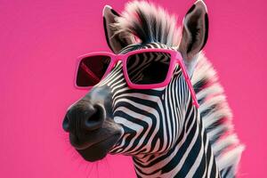 Zebras cool factor soars with pink sunglasses, a striking accessory AI Generated photo