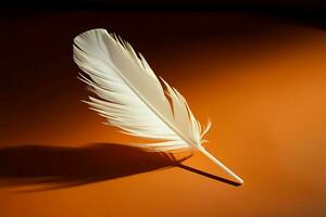 a piece of paper with a feather sticking out of it AI Generated photo