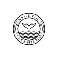 Whale tail logo design vintage retro label vector