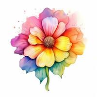 Bright colorful watercolor flower, abstract plant, clipart on a white background. Generative AI photo