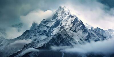 ai generado. ai generativo. nieve hielo descolorido montaña colina cima. naturaleza al aire libre paisaje antecedentes. gráfico Arte foto