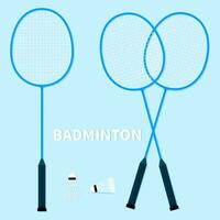 Set of sports badminton rackets and shuttlecock vector