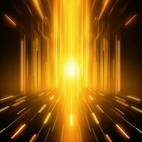Yellow neon background with glow effect. Generative AI photo