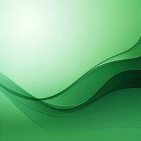 Simple empty green background, wavy lines, gradient. Generative AI photo