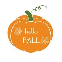 Hello fall pumpkin illustration. Thanksgiving pumpkin isolated on white background vector