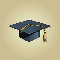 Square academic cap, mortarboard with a tassel attached to the centre, vector clip art.