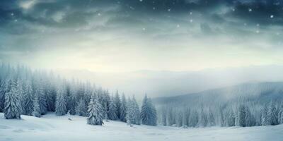 AI Generated. AI Generative. Merry christmas xmas new year winter holiday forest landscape. Graphic Art photo