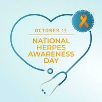 national herpes awareness day vector design template good for celebration usage. yellow ribbon vector design. flat design. vector eps 10.