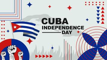 Cuba Independence Day abstract banner design with flag. Geometric retro style. vector