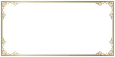 rectangle frame corner ornamental design with golden colors isolated on white backgrounds for place for text. Floral golden border. Lace illustration for invitations and greeting cards, certificates vector