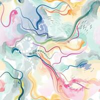 Abstract wavy lines. Watercolor drawing seamless pattern. Gentle multicolor texture. Endless pattern in bright spring style. Flowing waves abstraction. Modern background graphics. vector