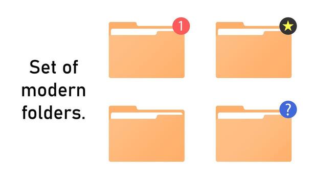 Set of modern folders icons for UI UX vector