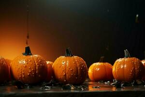 Halloween themed backdrop with eerie melons, ideal for adding text AI Generated photo
