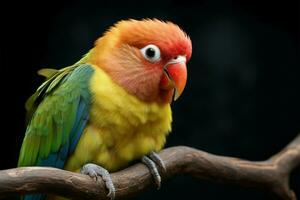 Portrait of Fischers lovebird beautifully showcases its striking and lively presence AI Generated photo