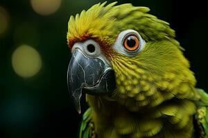 Shallow focus reveals the vibrant allure of Newtons green parakeet AI Generated photo