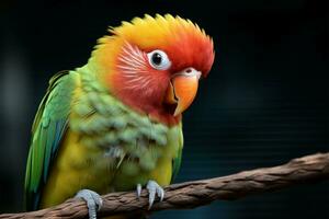 A captivating portrait showcases the stunning plumage of a Fischers Lovebird AI Generated photo